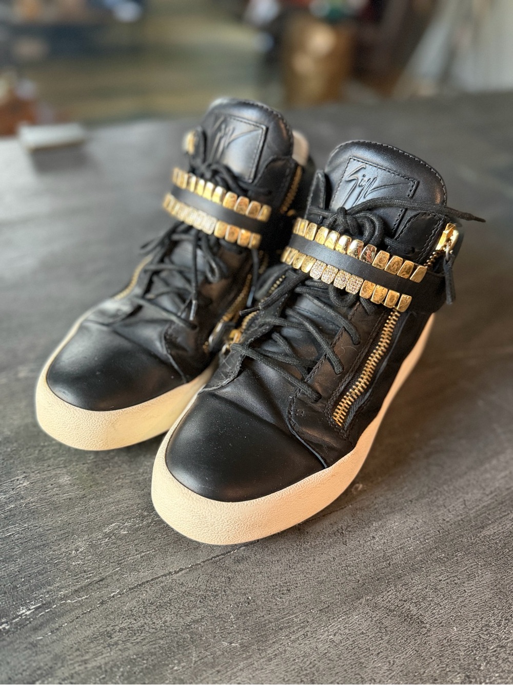 Giuseppe Zanotti Double Grid strap with Gold Teeth or a grill